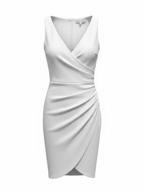 Bisou Bisou White Sleeveless Wrap-Front Midi Dress